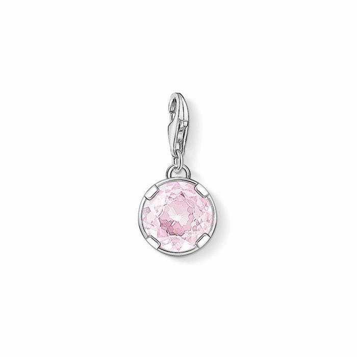 Thomas Sabo Silver Round Pink Synthetic Corundum Charm