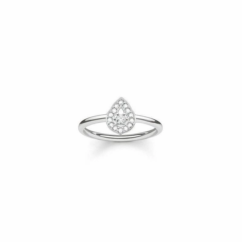 Thomas Sabo Sterling Silver Zirconia Pav White Silver-Coloured, White Ring