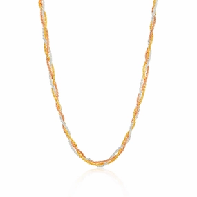 Three Tone Sterling Silver and Gold Plated Multi Strand 42cm Necklace