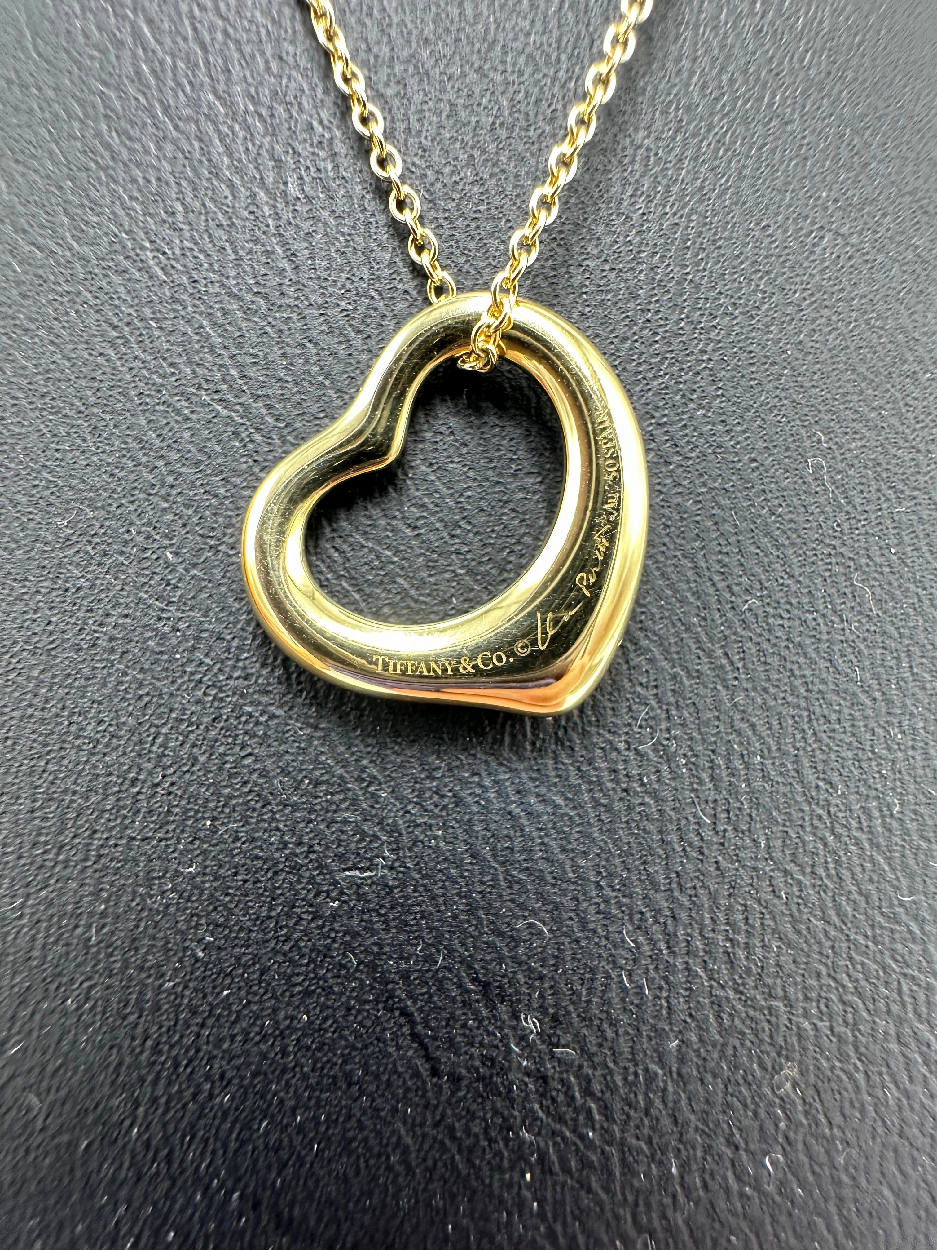 Tiffany & Company 18K Elsa Peretti Open Heart Designer Luxury Necklace