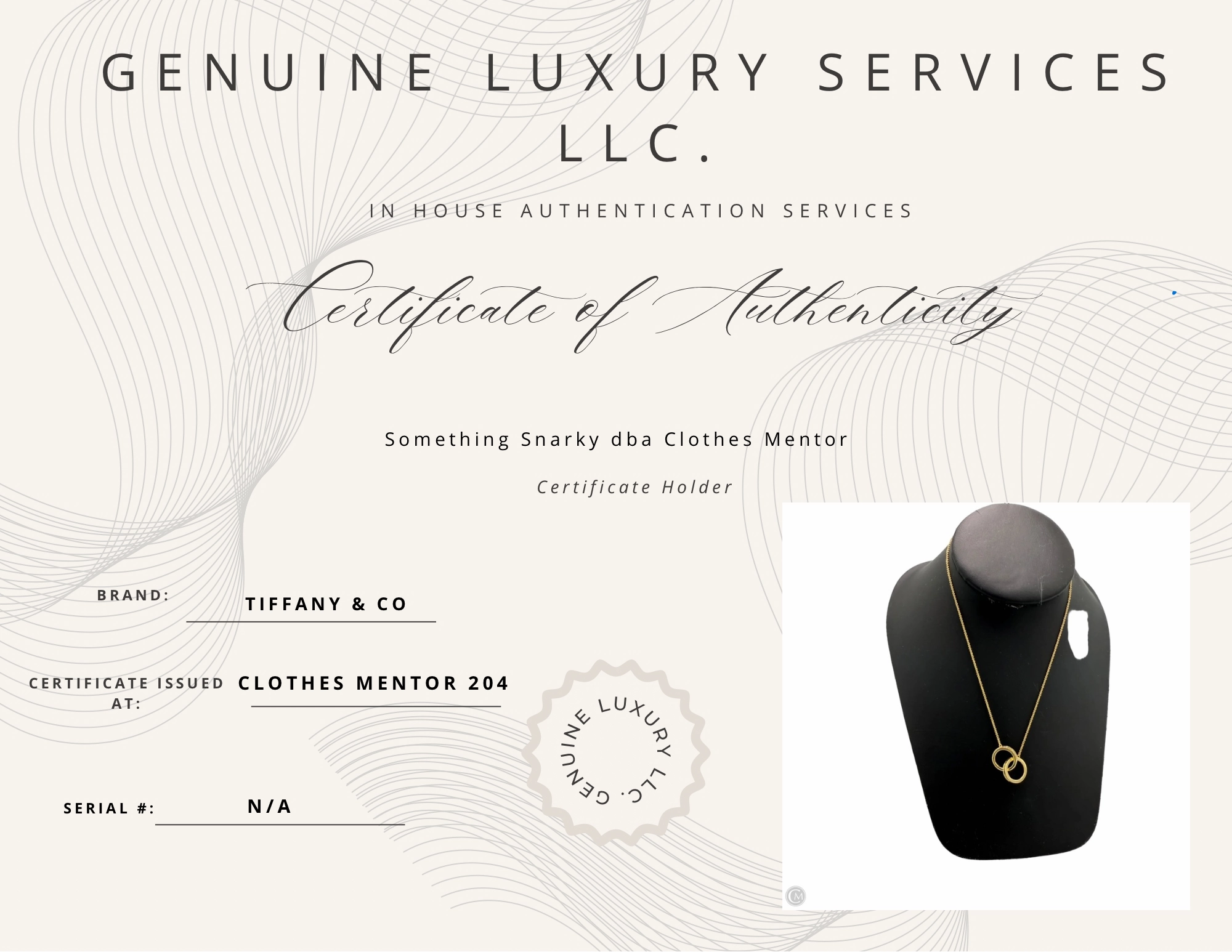 Tiffany & Company 18K Interlocking Circles Designer Luxury Necklace