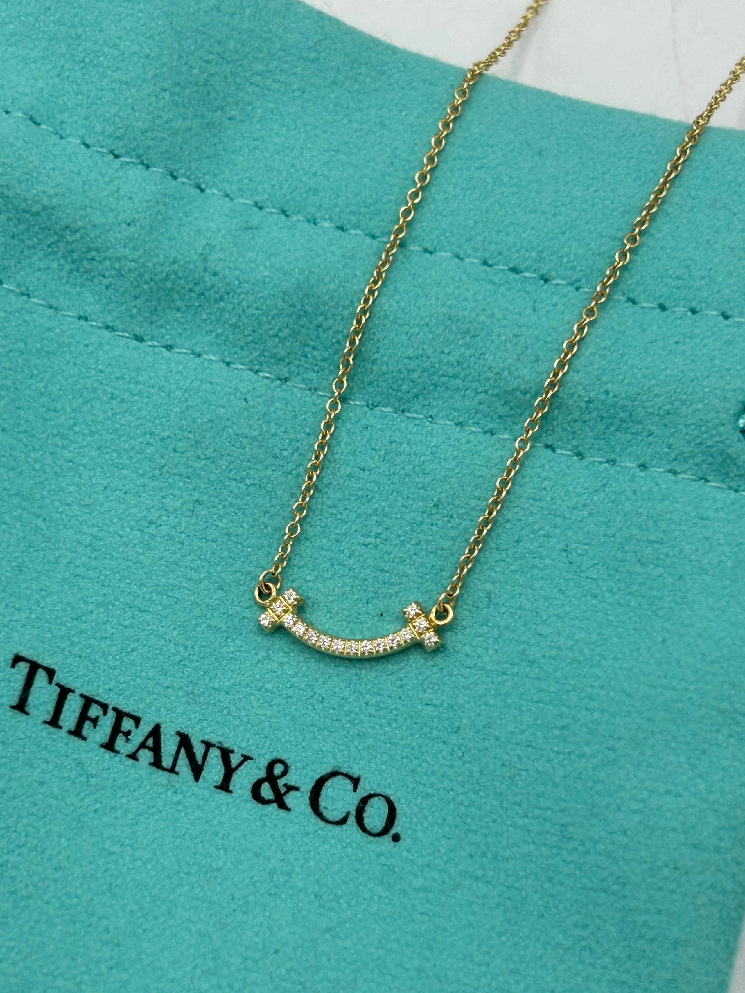 Tiffany & Company 18K T Smile Pendant Luxury Designer Necklace