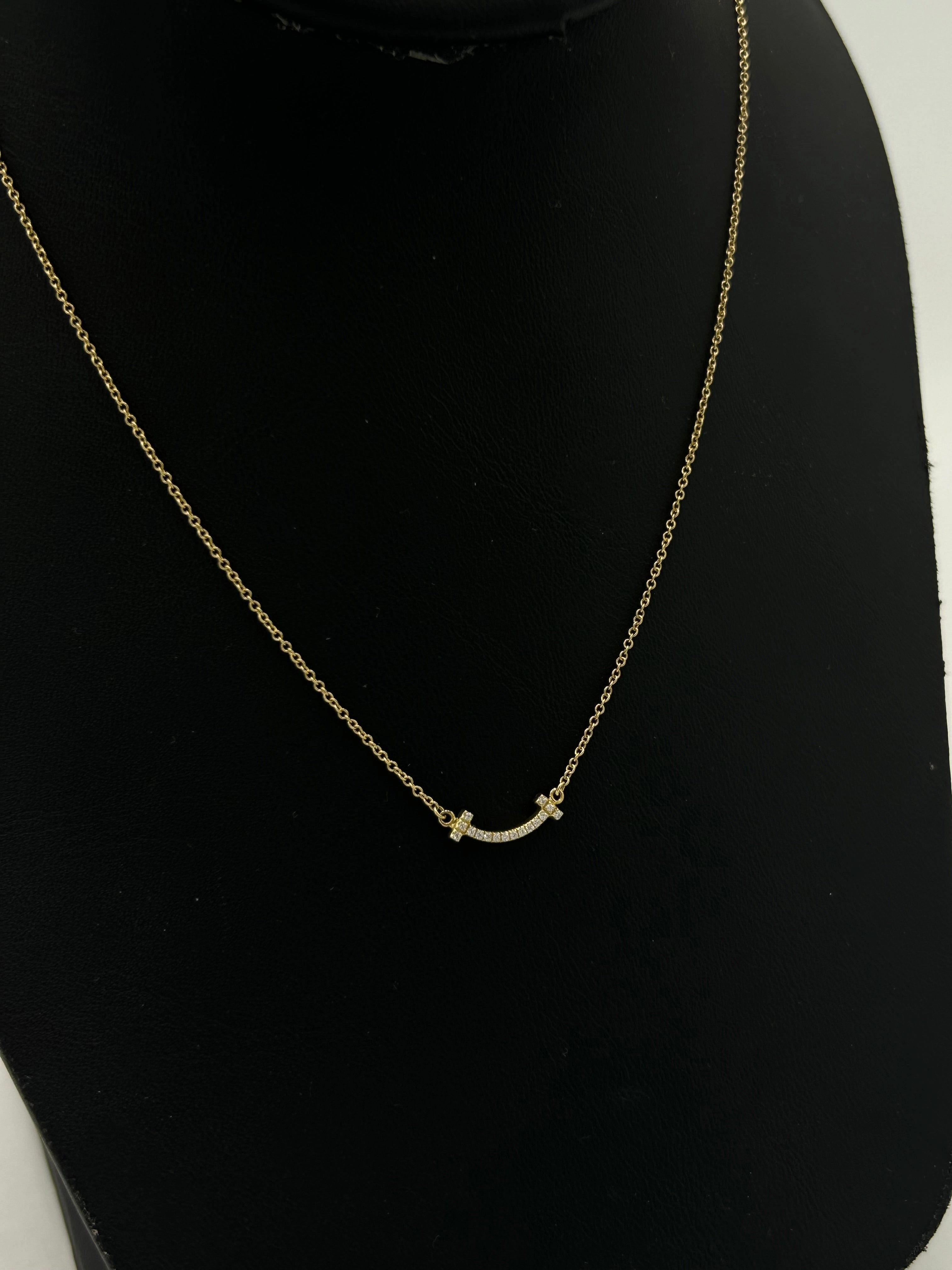 Tiffany & Company 18K T Smile Pendant Luxury Designer Necklace