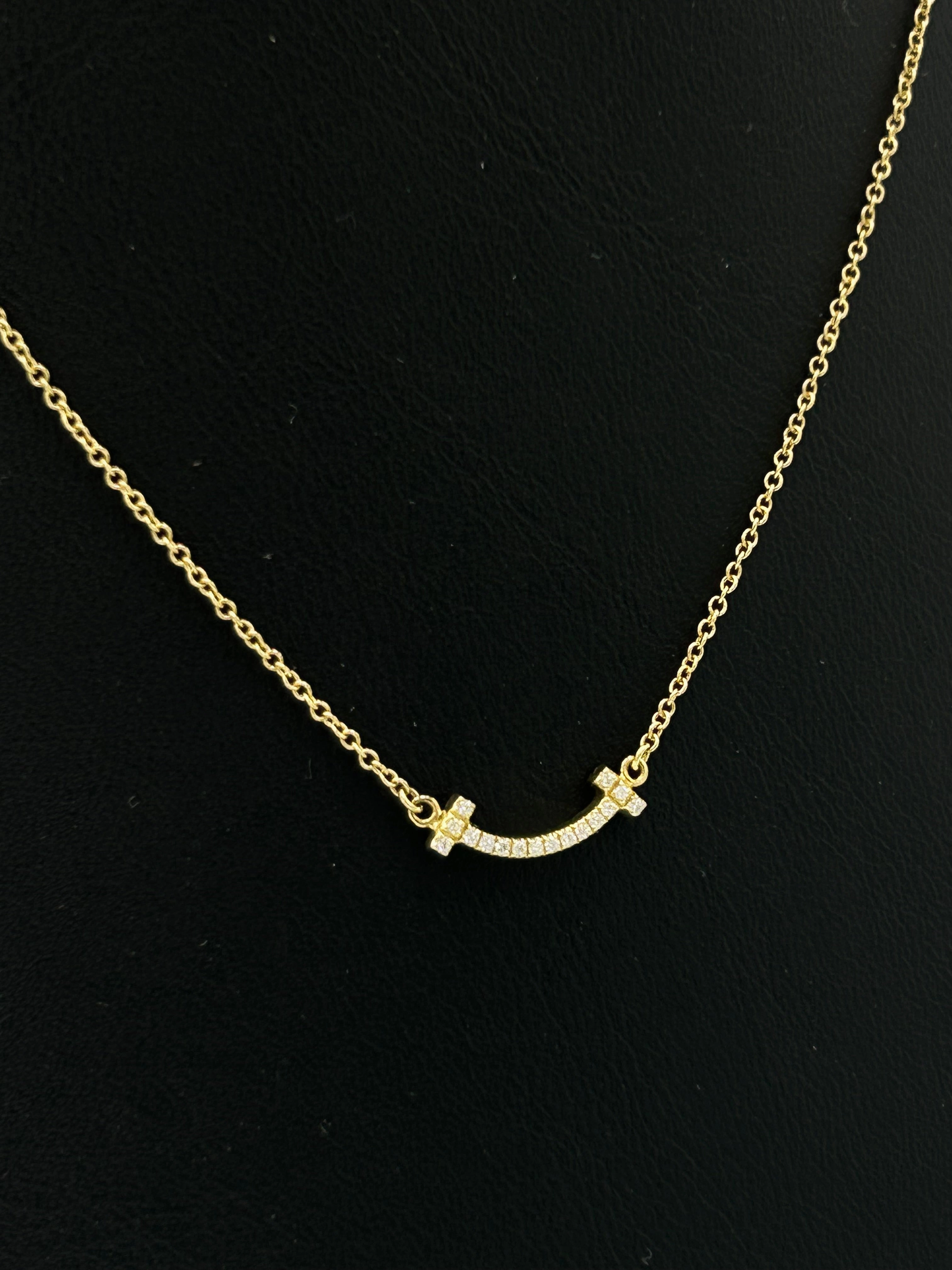 Tiffany & Company 18K T Smile Pendant Luxury Designer Necklace