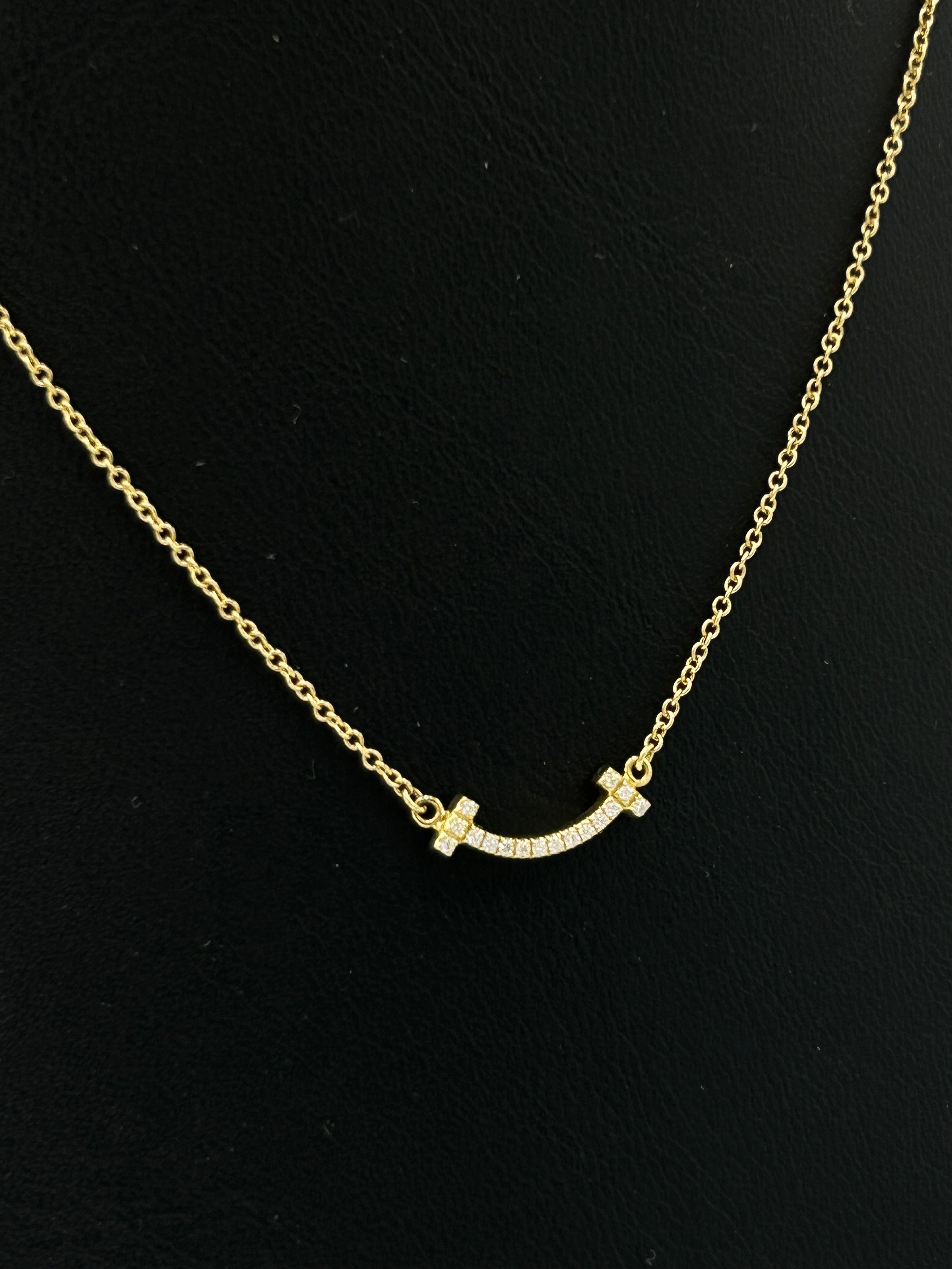 Tiffany & Company 18K T Smile Pendant Luxury Designer Necklace