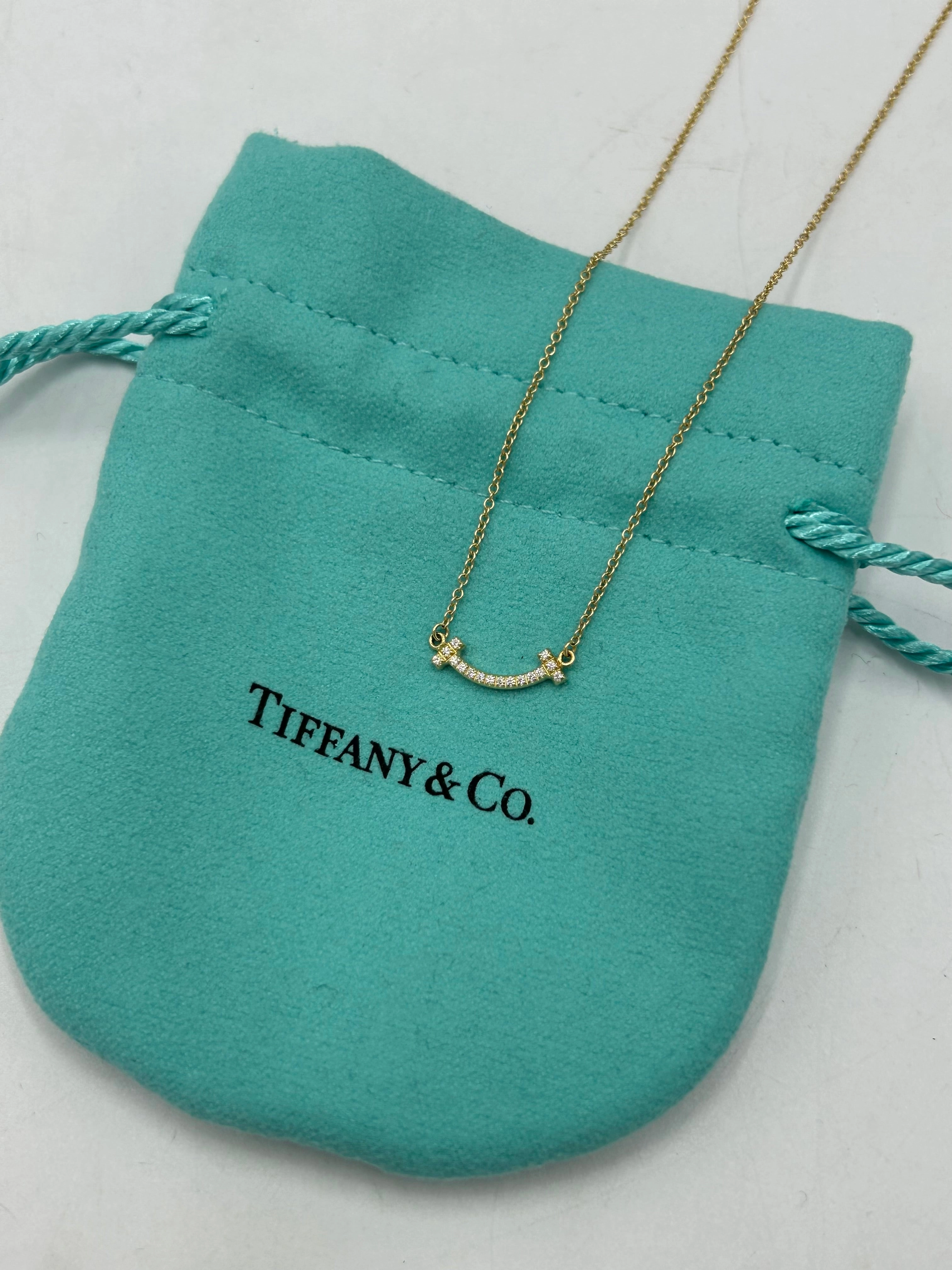 Tiffany & Company 18K T Smile Pendant Luxury Designer Necklace