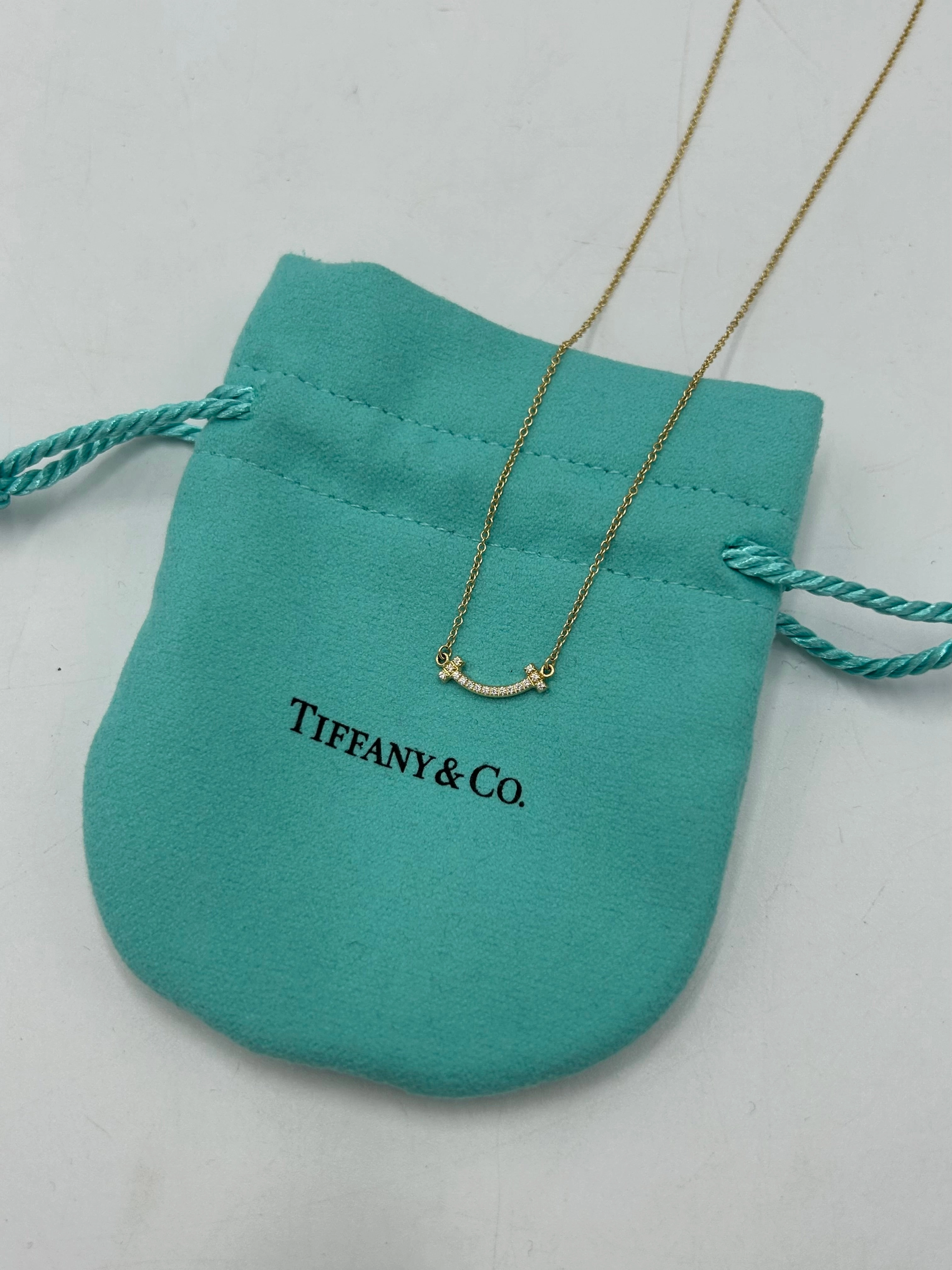 Tiffany & Company 18K T Smile Pendant Luxury Designer Necklace