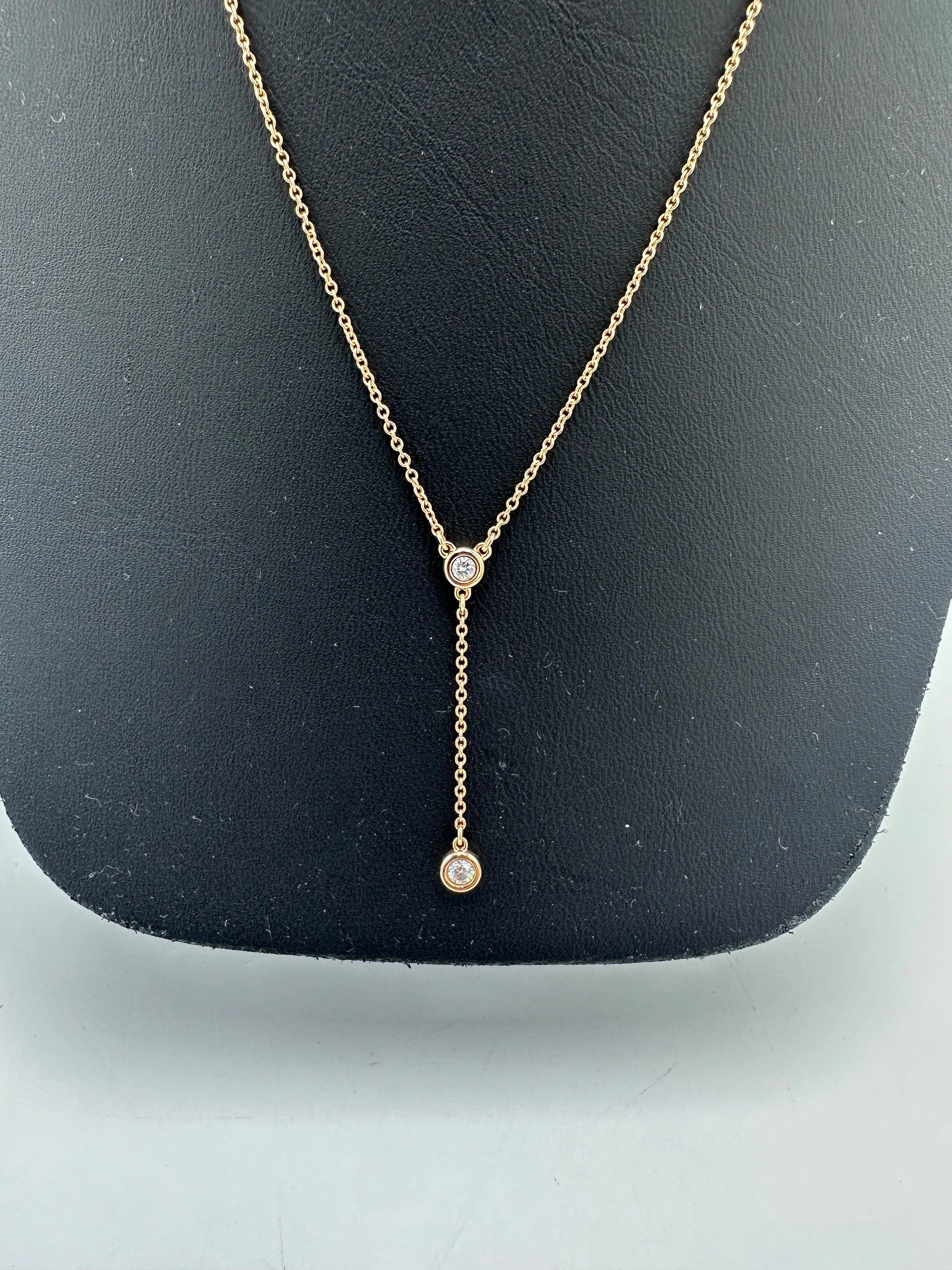 Tiffany & Company Diamonds By The Yard 18K Rose Gold Designer Luxury Necklace
