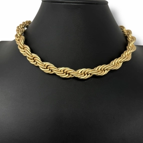 Two Tone Metal Chunky Rope Necklace Other By Unbranded