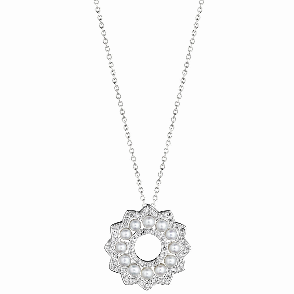 Verragio 18k Cluster Pearl and Diamond Pendant