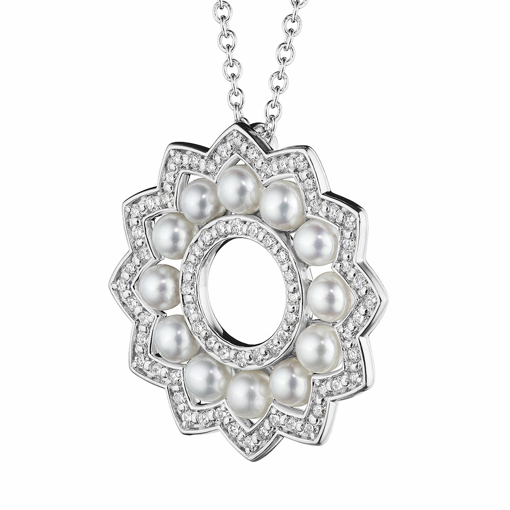 Verragio 18k Cluster Pearl and Diamond Pendant