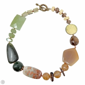 Vintage Chunky Multi Agate & Stone Collar Necklace Designer By Stephen Dweck