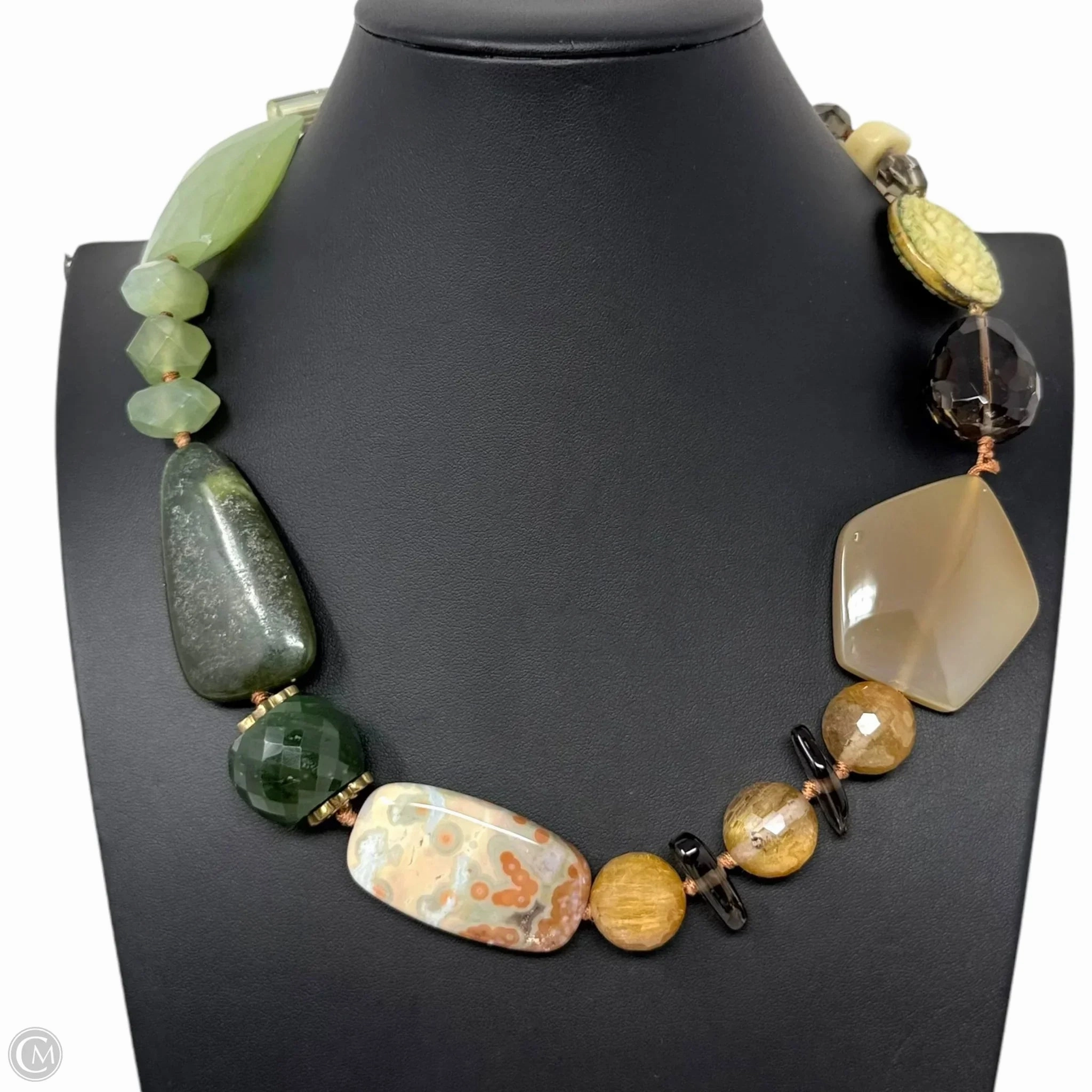 Vintage Chunky Multi Agate & Stone Collar Necklace Designer By Stephen Dweck
