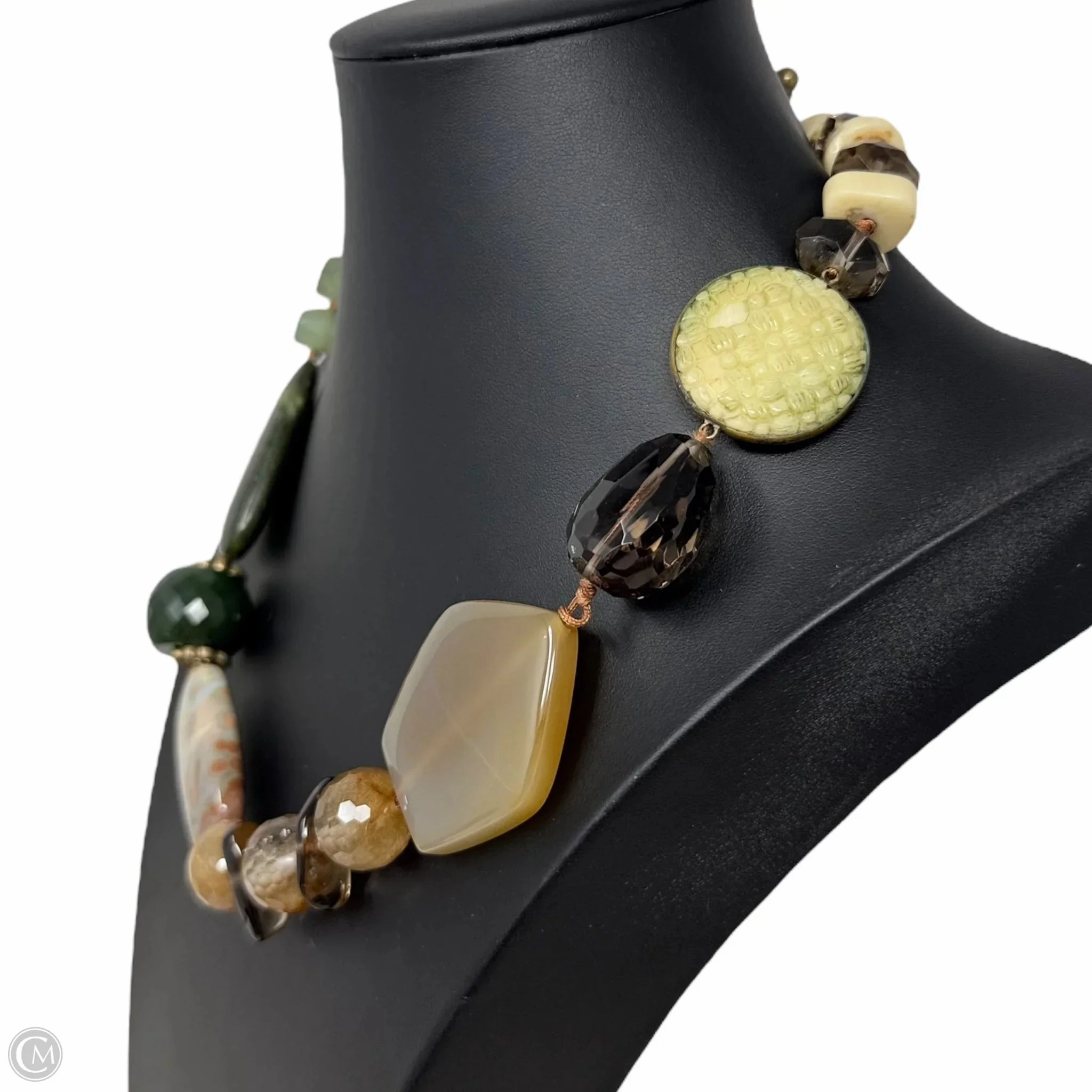 Vintage Chunky Multi Agate & Stone Collar Necklace Designer By Stephen Dweck
